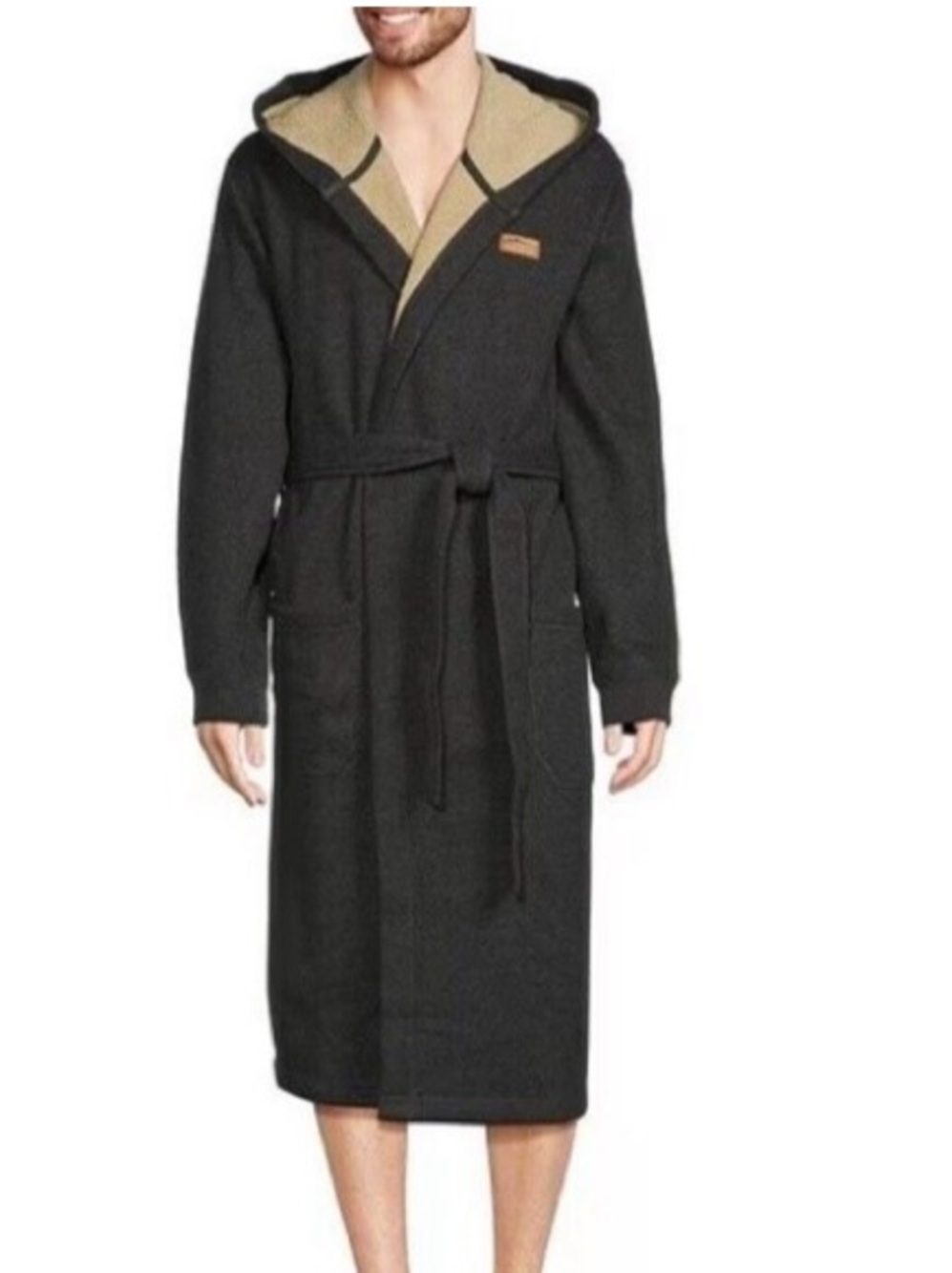 L.L. Bean Hooded Bathrobe in Forest Green with Cream Lining medium EUC